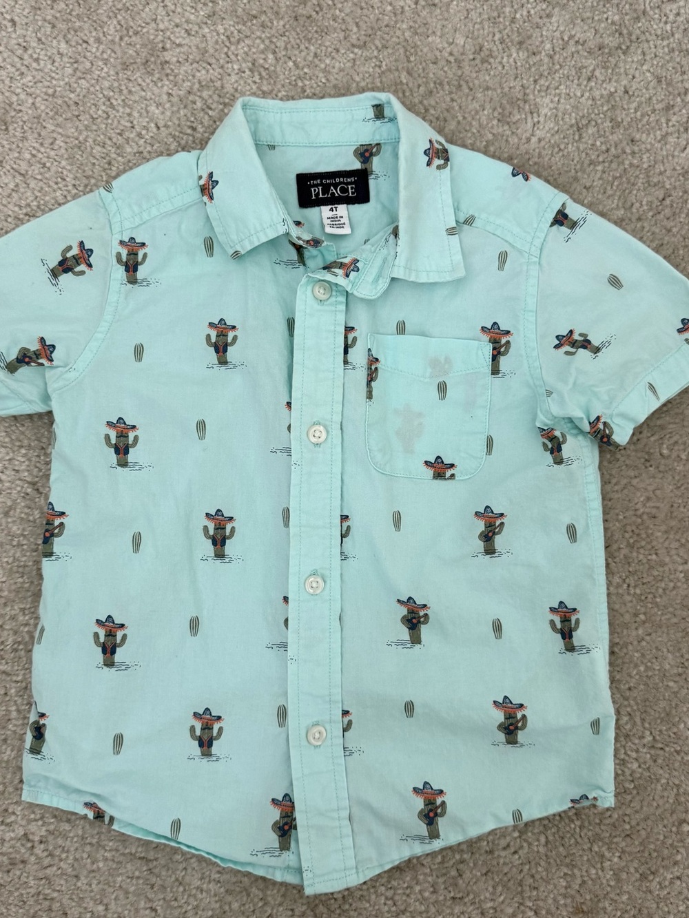 The Children's Place Mint Short-Sleeve Cactus Print Shirt